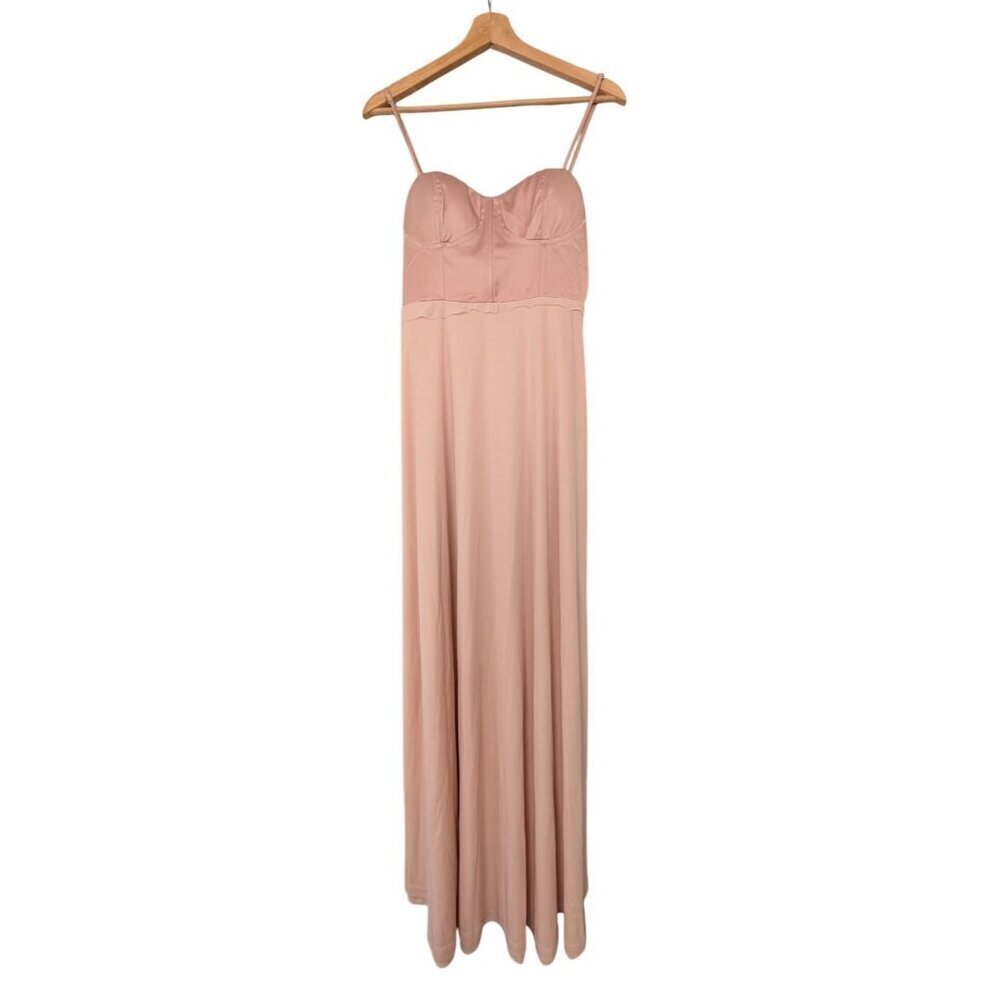 Lulus Pink Sleeveless Maxi Dress With Fitted Bodice & Spaghetti Straps Size M